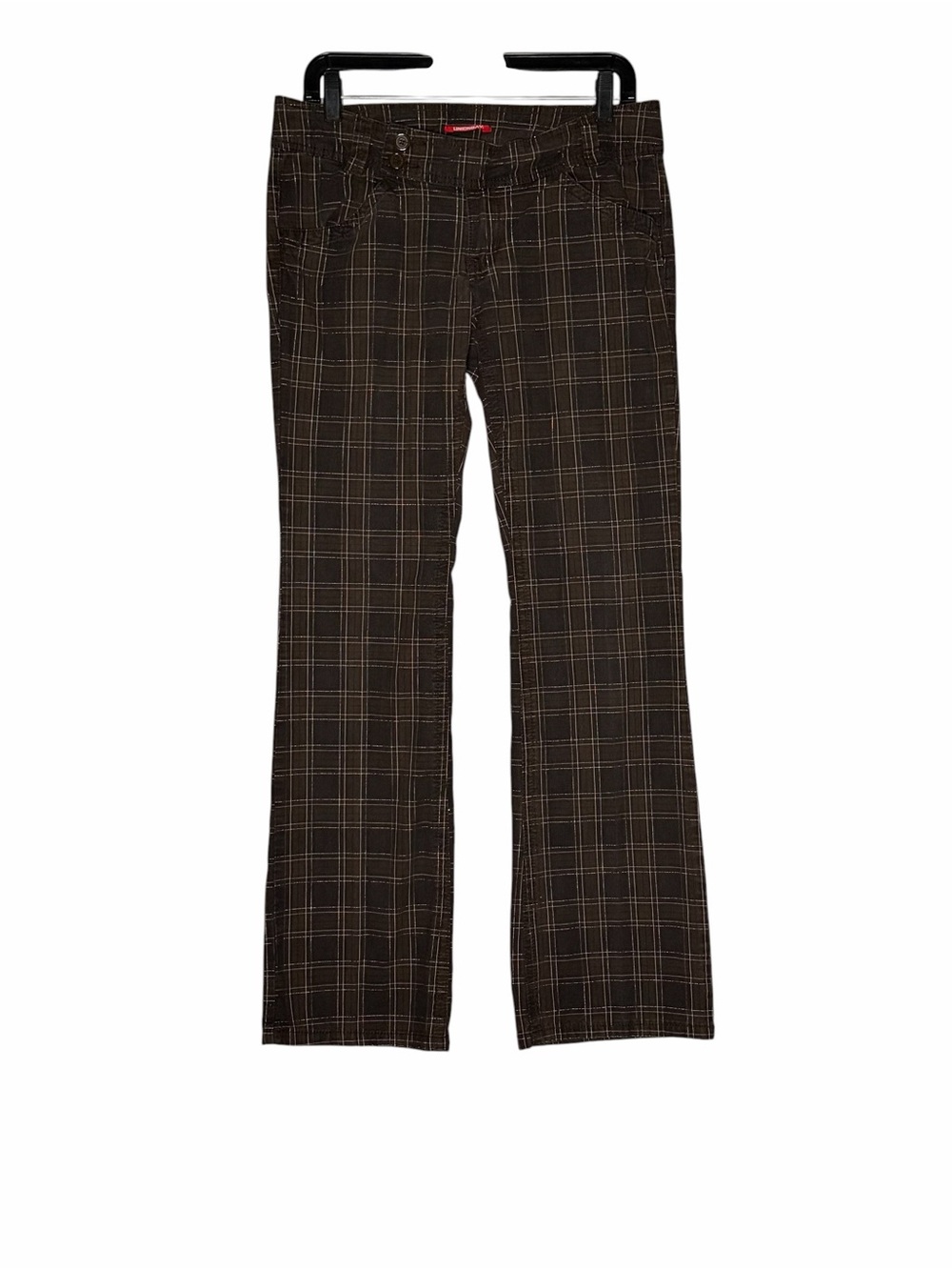 UNIONBAY Brown and Pink Plaid Boot‑Cut Low Rise Pants Size 11 Y2K Twee
